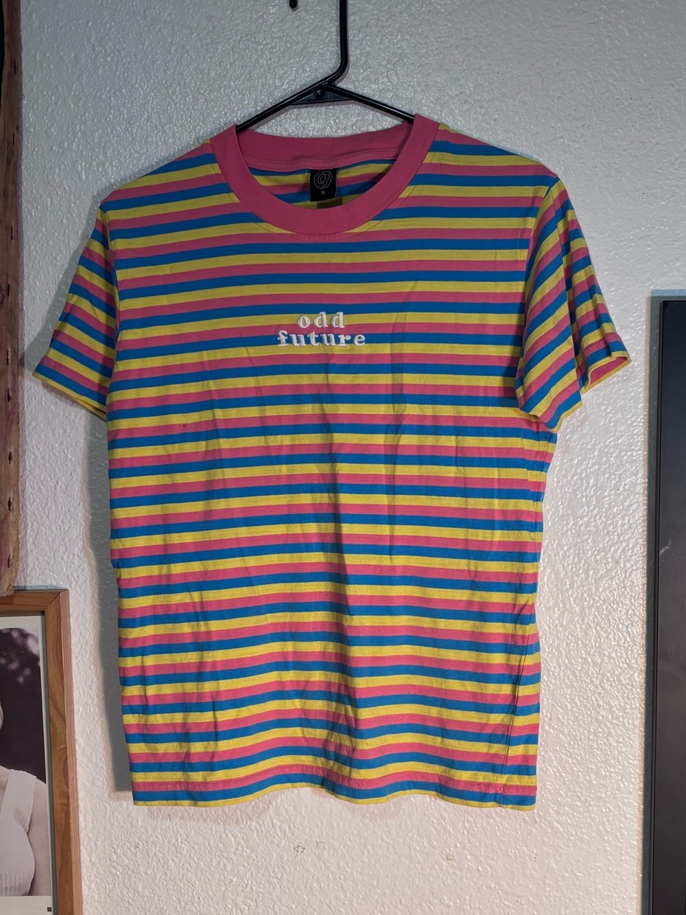 Odd Future Pink, Yellow, Green & Blue Striped Crew Tee